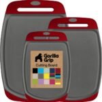GORILLA GRIP BPA-Free Reversible Kitchen Cutting Board Set of 3, US Designed, Nonporous, Juice Grooves Catch Liquid, Slip Resistant Border, Dishwasher Safe, Durable Large Food Chopping Boards, Black - Image 17