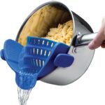 Kitchen Gizmo Snap N' Strain - Silicone Pasta Strainer Clip-On for Pots and Pans - Heat Resistant Colander for Vegetables and Noodles - Kitchen Gadgets for Cooking - Space-Saving Design - Gray - Image 6