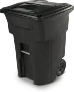 Toter 79296-R1200 96 Gallon Black Trash Can with Wheels and Attached Lid - Image 2