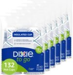 Dixie To Go Paper Coffee Cups With Lids, 12 oz, 156 Count (6 packs of 26 cups), Disposable Insulated Paper Cups for On-The-Go Hot or Cold Beverages
