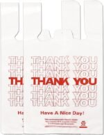 YoYoRain White Thank you T shirt bag, Grocery shopping bag Reusable and Disposable Supermarket Bag 11''x6''x21'' 100PCS - Image 12