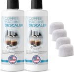 Descaling Solution for Coffee & Espresso Machines - 2 Bottle Pack (4 Uses) - Universally Compatible Descaler Cleaner for Keurig, Breville, Nespresso, Delonghi & All Single Use or Drip Machines