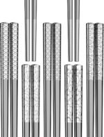FOFAYU 5 Pairs Metal Chopsticks Reusable 18/8 stainless steel Chopsticks Japanese Style Dishwasher Safe Lightweight Non-Slip Chop Sticks 9 1/4 Inches Present Set - Image 4