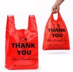 YoYoRain White Thank you T shirt bag, Grocery shopping bag Reusable and Disposable Supermarket Bag 11''x6''x21'' 100PCS - Image 4