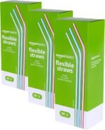 Basics Disposable Striped Plastic Flex Straws, BPA Free, Food-Safe, 7.5" Long, Assorted Colors, 100 Count - Image 3