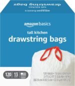 Basics Tall Kitchen Drawstring Trash Bags, Sturdy, 13 Gallon, Unscented, 200 Count - Image 3