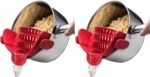 Kitchen Gizmo Snap N' Strain - Silicone Pasta Strainer Clip-On for Pots and Pans - Heat Resistant Colander for Vegetables and Noodles - Kitchen Gadgets for Cooking - Space-Saving Design - Gray - Image 3