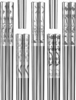 FOFAYU 5 Pairs Metal Chopsticks Reusable 18/8 stainless steel Chopsticks Japanese Style Dishwasher Safe Lightweight Non-Slip Chop Sticks 9 1/4 Inches Present Set - Image 3