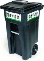 Toter 79296-R1200 96 Gallon Black Trash Can with Wheels and Attached Lid - Image 5