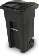 Toter 79296-R1200 96 Gallon Black Trash Can with Wheels and Attached Lid - Image 3