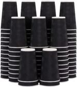 Lamosi 12 oz Disposable Coffee Cups - 120 Pack, Insulated Corrugated Paper Cups 12 oz, Kraft Ripple Wall Cups for Hot Beverage or Cold Drinks Office/Home/Party/Travel/Cafe (Black) - Image 5