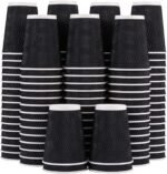 Lamosi 12 oz Disposable Coffee Cups - 120 Pack, Insulated Corrugated Paper Cups 12 oz, Kraft Ripple Wall Cups for Hot Beverage or Cold Drinks Office/Home/Party/Travel/Cafe (Black) - Image 4