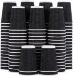 Lamosi 12 oz Disposable Coffee Cups - 120 Pack, Insulated Corrugated Paper Cups 12 oz, Kraft Ripple Wall Cups for Hot Beverage or Cold Drinks Office/Home/Party/Travel/Cafe (Black) - Image 9