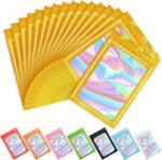 Funfery 100 pcs Light Yellow Mylar Holographic Resealable Bags, Clear Packaging Bag Odor Proof Foil Pouch Bag for Food Storage, Lipgloss, Jewelry, Eyelash Packaging for Small Business-4x6Inch - Image 2