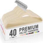 HOUSE DAY Black Velvet Hangers 60 Pack, Non Slip Clothes Felt Hanger Heavy Duty for Coat, Premium Slim Space Saving Suit Hangers for Closet Organizer, 360° Rotating Silver Hook - Image 19