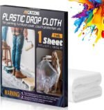 12 x 9 Ft Plastic Drop Cloths (6-Pack) - Disposable Painter's Sheeting & Tarps for Painting, Waterproof Furniture/Couch/Floor Protection - Image 3