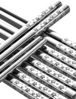 FOFAYU 5 Pairs Metal Chopsticks Reusable 18/8 stainless steel Chopsticks Japanese Style Dishwasher Safe Lightweight Non-Slip Chop Sticks 9 1/4 Inches Present Set - Image 7