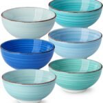 vancasso Bonita Cereal Bowls Set of 6-27 Oz Ceramic Soup Bowls, Microwave & Dishwasher Safe, 6 Inch Colorful Serving Bowls for Kitchen