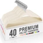 HOUSE DAY Black Velvet Hangers 60 Pack, Non Slip Clothes Felt Hanger Heavy Duty for Coat, Premium Slim Space Saving Suit Hangers for Closet Organizer, 360° Rotating Silver Hook - Image 9