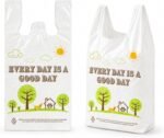 YoYoRain White Thank you T shirt bag, Grocery shopping bag Reusable and Disposable Supermarket Bag 11''x6''x21'' 100PCS - Image 5