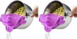 Kitchen Gizmo Snap N' Strain - Silicone Pasta Strainer Clip-On for Pots and Pans - Heat Resistant Colander for Vegetables and Noodles - Kitchen Gadgets for Cooking - Space-Saving Design - Gray - Image 5