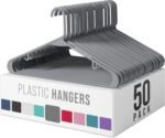 Plastic Hangers 50 Pack White - Clothes Hangers - Makes The Perfect Coat Hanger and General Space Saving Hangers for Closet and New Apartment Essentials - Percheros Ganchos para Colgar Ropa Hangars