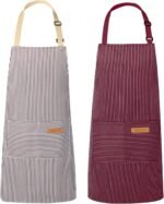 VALOME 2 Pack Kitchen Aprons, Apron for Cooking with 2 Pockets, Unisex Adjustable Neck Strap Chef Aprons for Men Women - Image 7