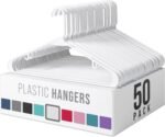 Plastic Hangers 50 Pack White - Clothes Hangers - Makes The Perfect Coat Hanger and General Space Saving Hangers for Closet and New Apartment Essentials - Percheros Ganchos para Colgar Ropa Hangars - Image 5