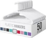 Plastic Hangers 50 Pack White - Clothes Hangers - Makes The Perfect Coat Hanger and General Space Saving Hangers for Closet and New Apartment Essentials - Percheros Ganchos para Colgar Ropa Hangars - Image 9