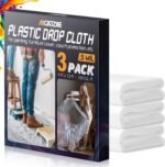 12 x 9 Ft Plastic Drop Cloths (6-Pack) - Disposable Painter's Sheeting & Tarps for Painting, Waterproof Furniture/Couch/Floor Protection
