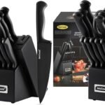 McCook Knife Sets,German Stainless Steel Knife Block Sets with Built-in Sharpener, 15 Piece Chef Knife and More, Razor Sharp, Restaurant Grade, Anti-Rust, Elegant Box for Gift