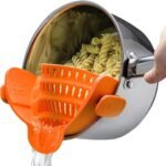 Kitchen Gizmo Snap N' Strain - Silicone Pasta Strainer Clip-On for Pots and Pans - Heat Resistant Colander for Vegetables and Noodles - Kitchen Gadgets for Cooking - Space-Saving Design - Gray - Image 8