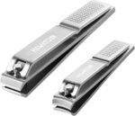 HAWATOUR Nail Clippers Set, Ultra Sharp Sturdy Fingernail and Toenail Clipper Cutters with Visibly Tin Case, Black