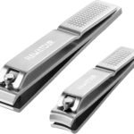 HAWATOUR Nail Clippers Set, Ultra Sharp Sturdy Fingernail and Toenail Clipper Cutters with Visibly Tin Case, Black