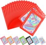 Funfery 100 pcs Light Yellow Mylar Holographic Resealable Bags, Clear Packaging Bag Odor Proof Foil Pouch Bag for Food Storage, Lipgloss, Jewelry, Eyelash Packaging for Small Business-4x6Inch