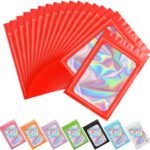Funfery 100 pcs Light Yellow Mylar Holographic Resealable Bags, Clear Packaging Bag Odor Proof Foil Pouch Bag for Food Storage, Lipgloss, Jewelry, Eyelash Packaging for Small Business-4x6Inch