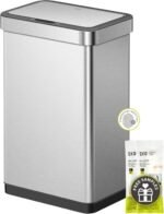 EKO Mirage-T 50 Liter / 13.2 Gallon Touchless Rectangular Motion Sensor Trash Can, Brushed Stainless Steel Finish - Image 17