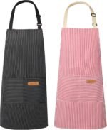 VALOME 2 Pack Kitchen Aprons, Apron for Cooking with 2 Pockets, Unisex Adjustable Neck Strap Chef Aprons for Men Women - Image 5