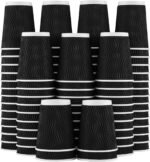 Lamosi 12 oz Disposable Coffee Cups - 120 Pack, Insulated Corrugated Paper Cups 12 oz, Kraft Ripple Wall Cups for Hot Beverage or Cold Drinks Office/Home/Party/Travel/Cafe (Black) - Image 8