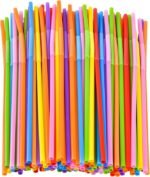 SONGNASS 100PCS Flexible Plastic Straws, Colorful Disposable Bendy Party Fancy Straws12.8inch Extra Long Straws Party Decorations - Image 4
