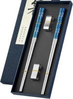 FOFAYU 5 Pairs Metal Chopsticks Reusable 18/8 stainless steel Chopsticks Japanese Style Dishwasher Safe Lightweight Non-Slip Chop Sticks 9 1/4 Inches Present Set - Image 5