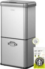 EKO Mirage-T 50 Liter / 13.2 Gallon Touchless Rectangular Motion Sensor Trash Can, Brushed Stainless Steel Finish - Image 5