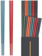 HIWARE 10 Pairs Fiberglass Chopsticks - Reusable Chopsticks Dishwasher Safe, 9 1/2 Inches - Black - Image 3