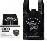 YoYoRain White Thank you T shirt bag, Grocery shopping bag Reusable and Disposable Supermarket Bag 11''x6''x21'' 100PCS - Image 10