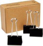 Basics Sturdy Binder Clips, Office Supplies, Medium 1.25 inches, Document Organizing, Sturdy Steel, Black, 24 Count (2 Pack of 12)