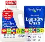 Truly Free Natural Laundry Detergent for Sensitive Skin | Eco Friendly, Plant Based, Baby Clothes Safe | Clean & Easy Powder to Liquid, 1 Empty Reusable Jug + 1 Fill Pack | Signature Scent, 50 Loads - Image 9