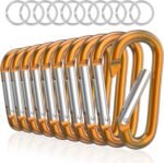 sprookber 3" Aluminum Carabiner D Ring, Caribeener Clips, Spring Snap Hook for Keychain Clip, Set of 10 - Image 2
