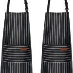 VALOME 2 Pack Kitchen Aprons, Apron for Cooking with 2 Pockets, Unisex Adjustable Neck Strap Chef Aprons for Men Women