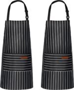 VALOME 2 Pack Kitchen Aprons, Apron for Cooking with 2 Pockets, Unisex Adjustable Neck Strap Chef Aprons for Men Women