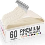 HOUSE DAY Black Velvet Hangers 60 Pack, Non Slip Clothes Felt Hanger Heavy Duty for Coat, Premium Slim Space Saving Suit Hangers for Closet Organizer, 360° Rotating Silver Hook - Image 13
